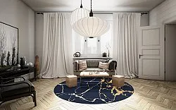 Rond vloerkleed - Cesina (zwart/goud)