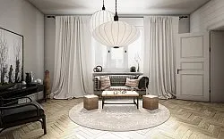 Rond vloerkleed - Santi (beige/wit)