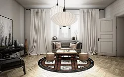 Rond vloerkleed - Milos (zwart/wit)