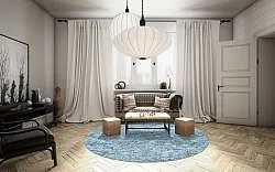 Rond vloerkleed - Valenza (blauw)