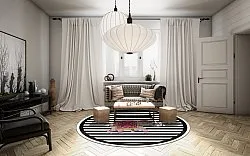 Rond vloerkleed - Develi (zwart/wit)