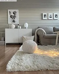 Hoogpolig vloerkleed - Kanvas (wit)