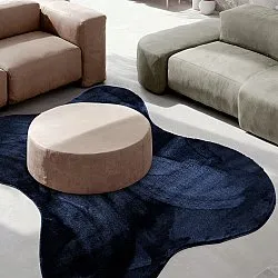 Asymmetrisch Golvend Shaggy Vloerkleed - Aranga Super Soft Fur (donkerblauw)
