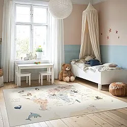 Kindervloerkleed - Animal Map (beige)