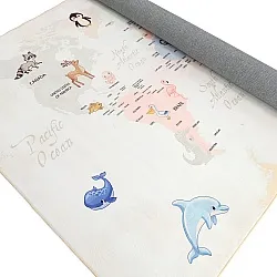 Kindervloerkleed - Animal Map (beige)
