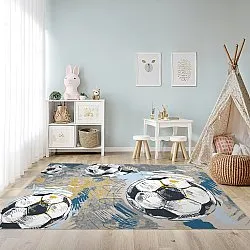 Kindervloerkleed - Cartoon Footballs (multi)