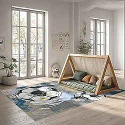 Kindervloerkleed - Cartoon Footballs (multi)