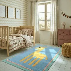 Kinderkleed - Giraffe Hand Tufted Wool Premium (lichtblauw/multi)