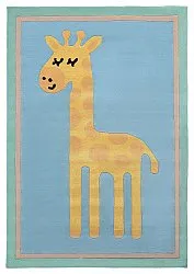 Kinderkleed - Giraffe Hand Tufted Wool Premium (lichtblauw/multi)