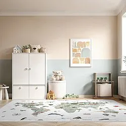Kindervloerkleed - Kids World Map (groen)