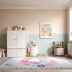 Kindervloerkleed - Unicorn Flowers (roze)