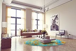 Rond vloerkleed - Molina (blå)