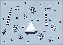 Kindervloerkleed - Sailing Ship (blauw)