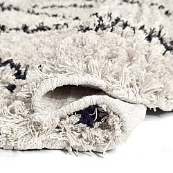 Rond vloerkleed - Alcott Natural Cotton Shaggy (zwart/wit)