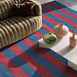 Vloerkleed Katoen - Nilo (rood/blauw)