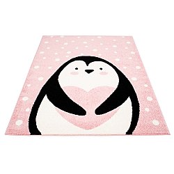Kindervloerkleed - Bubble Penguin (roze)