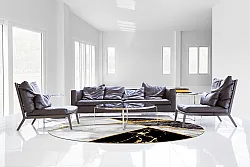 Rond vloerkleed - Cassa (grijs/zwart/goud)