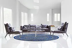 Rond vloerkleed - Vinadio (blauw/goud)