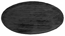 Rond vloerkleed - Recycled PET with viscose look (zwart)