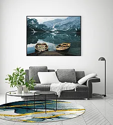 Rond vloerkleed - Alvaro (blauw/wit/goud)