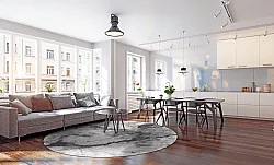 Rond vloerkleed - Mermer (grijs/wit)
