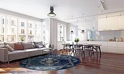 Rond vloerkleed - Taknis (blauw)