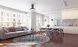 Rond vloerkleed - Bouhjar (blauw/roze/multi)