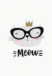 Kindervloerkleed - Reading Cat (wit)