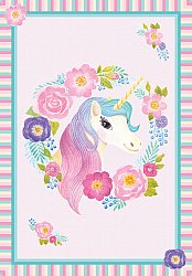 Kindervloerkleed - Unicorn Flowers (roze)