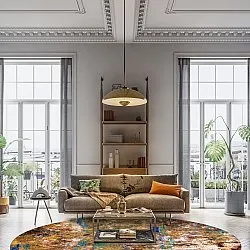 Rond vloerkleed - Trepito (bruin/blauw/multi)