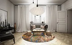 Rond vloerkleed - Trepito (bruin/blauw/multi)