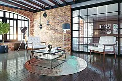 Rond vloerkleed - Andali (grijs/rood/multi)