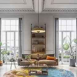 Rond vloerkleed - Manlieu (blauw/multi/goud)