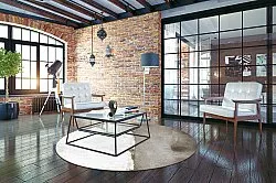 Rond vloerkleed - Prades (wit/grijs)