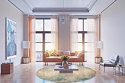 Rond vloerkleed - Giave (beige/blauw)