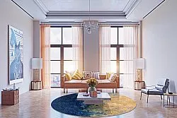 Rond vloerkleed - Sindia (beige/blauw)