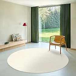 Rond vloerkleed - Recycled PET with viscose look (offwhite)