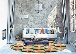 Rond vloerkleed - Calvi (beige/groen)