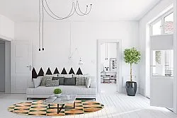 Rond vloerkleed - Calvi (beige/groen)