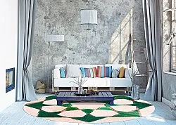 Rond vloerkleed - Chia (groen/beige)