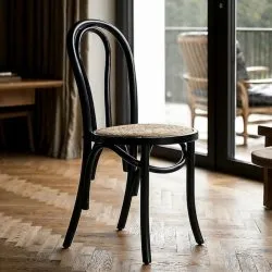 Stoel - Bistro (rotan/zwart) - 2 stuks