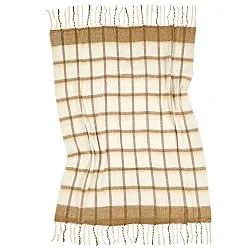 Plaid dekens - throw van wolmix - Rachel (geel)