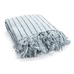 Dekens - Rumi stripe cotton throw (lichtblauw/marineblauw/crème)
