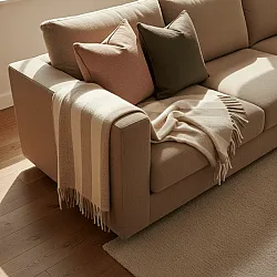 Dekens - Wollenmix plaid - Beatriz Stripe (beige/wit)