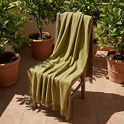 Dekens - Katoenen plaid - Martina Stripe (groen/wit)