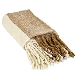 Plaid dekens - throw van wolmix - Carol (geel)