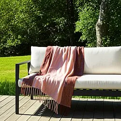 Plaid dekens - throw van wolmix - Carol (roze)