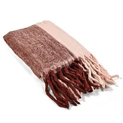 Plaid dekens - throw van wolmix - Carol (roze)
