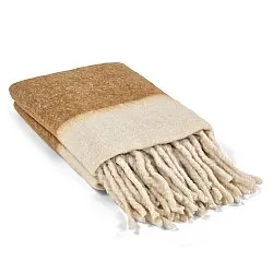 Plaid dekens - throw van wolmix - Carrie (geel)