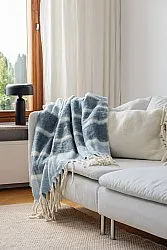 Plaid dekens - throw van wolmix - Charlotte (blauw)
